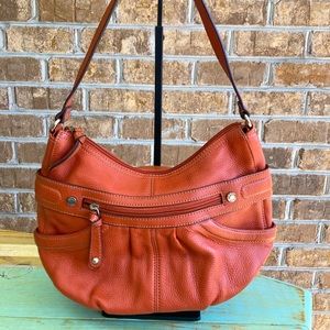 NWOT Tignanello Orange Genuine Leather Hobo Shoulder Bag